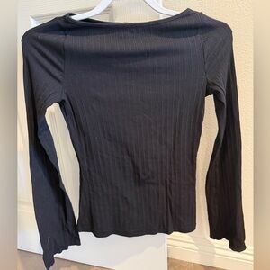 Madewell Black Ribbed Long Sleeve Top